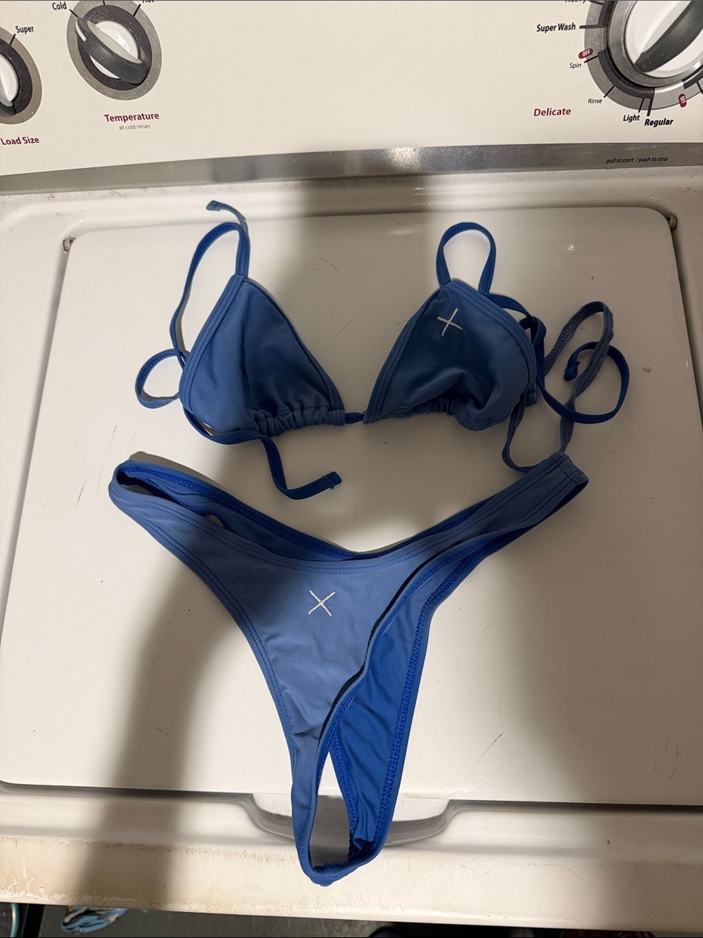 Boutine LA Solid Blue Triangle String Bikini